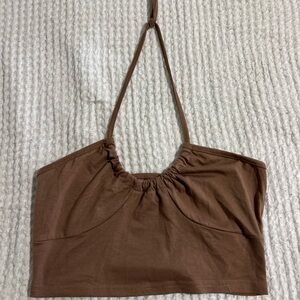 SHEIN Brown Halter Crop Top